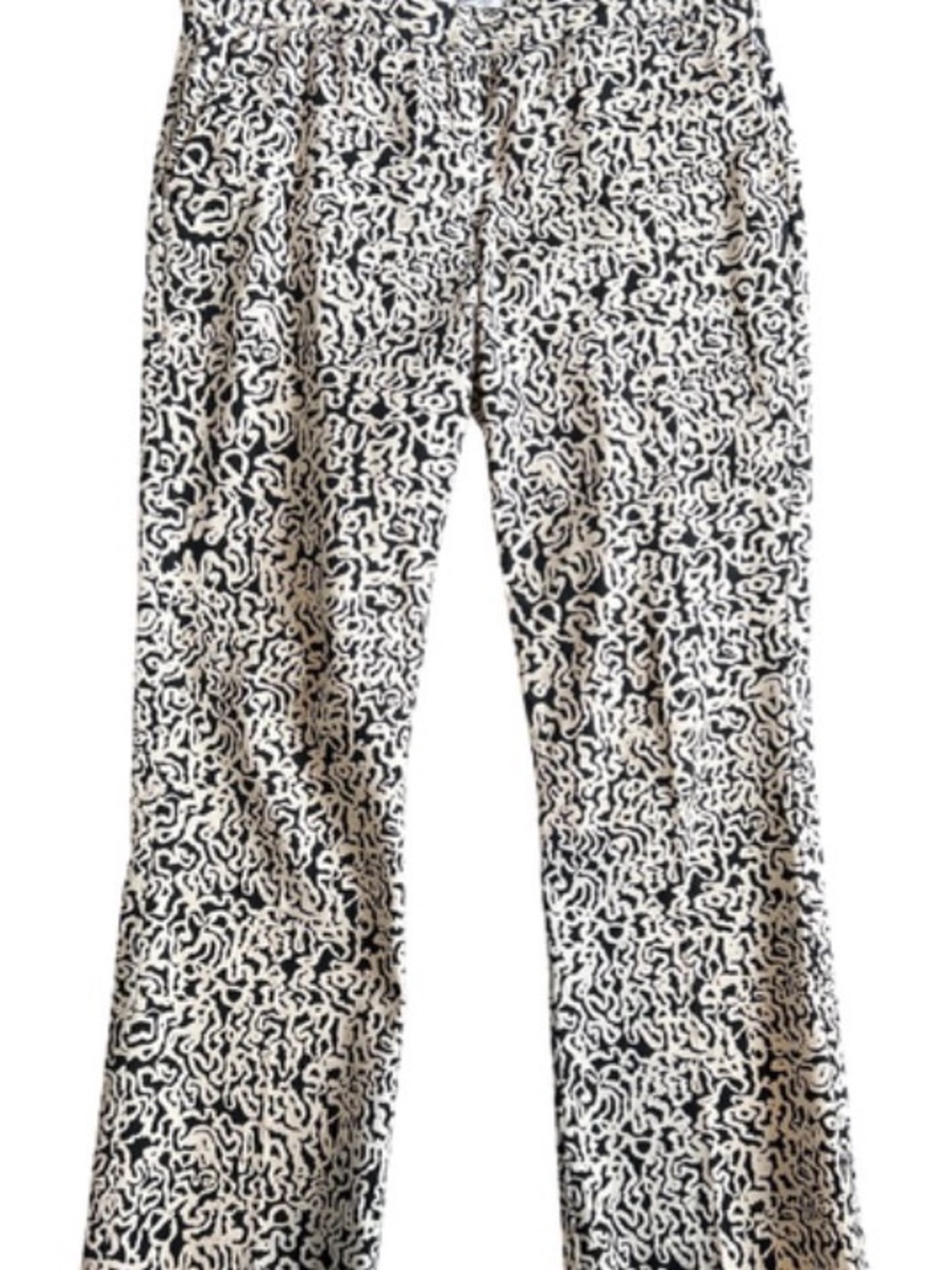 Black & Cream Patterned Cropped Pants